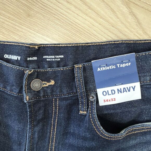 Old Navy Athletic Taper Jeans Mens Size 34x32 Dark Wash Casual NEW - Picture 4 of 7